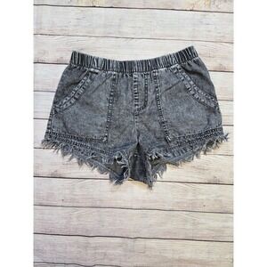 Denim Like Shorts‎ Womens Size Medium Black Cut off Style Unbranded